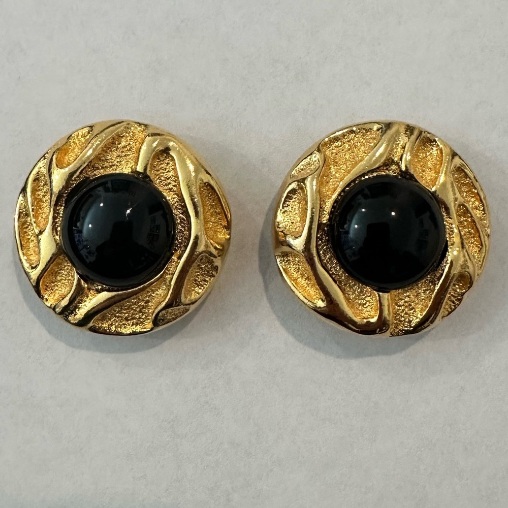 Elegant Gold and Black Statement Earrings (I've been told they're Chanel)